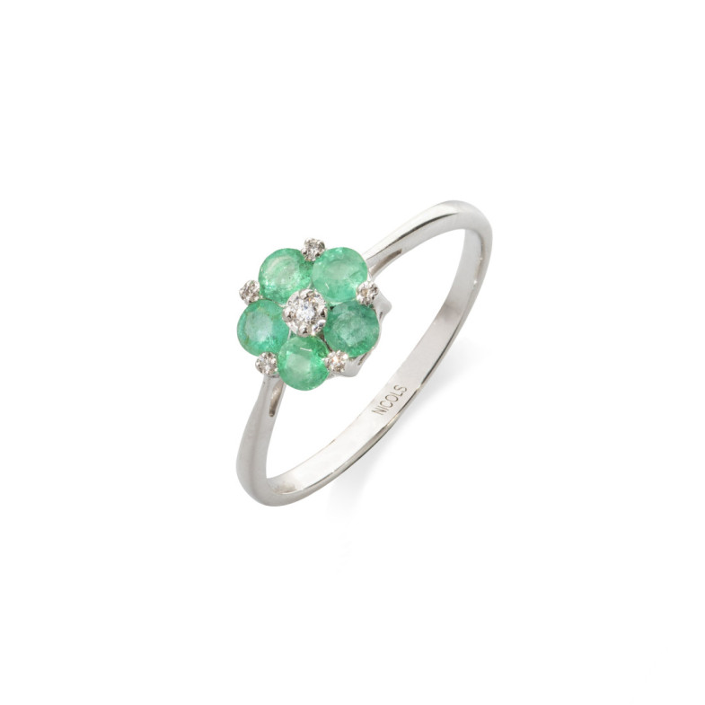 Anello Fiore Mini Dettagli - Smeraldo