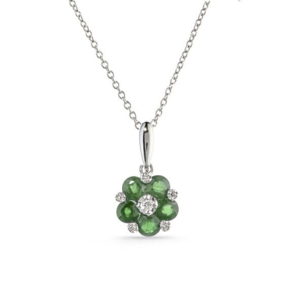 Colgante Flor Esmeraldas Mini Details - Pendentifs de pierres vertes