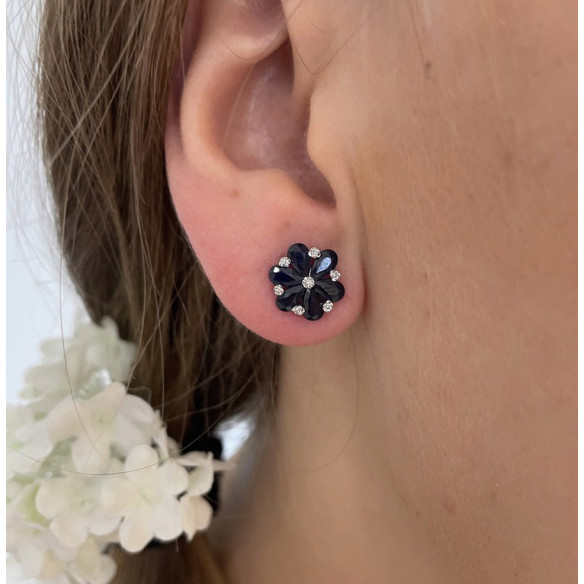 Gold earrings MINI DETAILS - Sapphire earrings