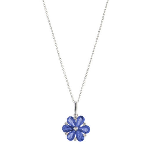 Colgante Oro Zafiros Flor - Colgantes de Piedras Azul