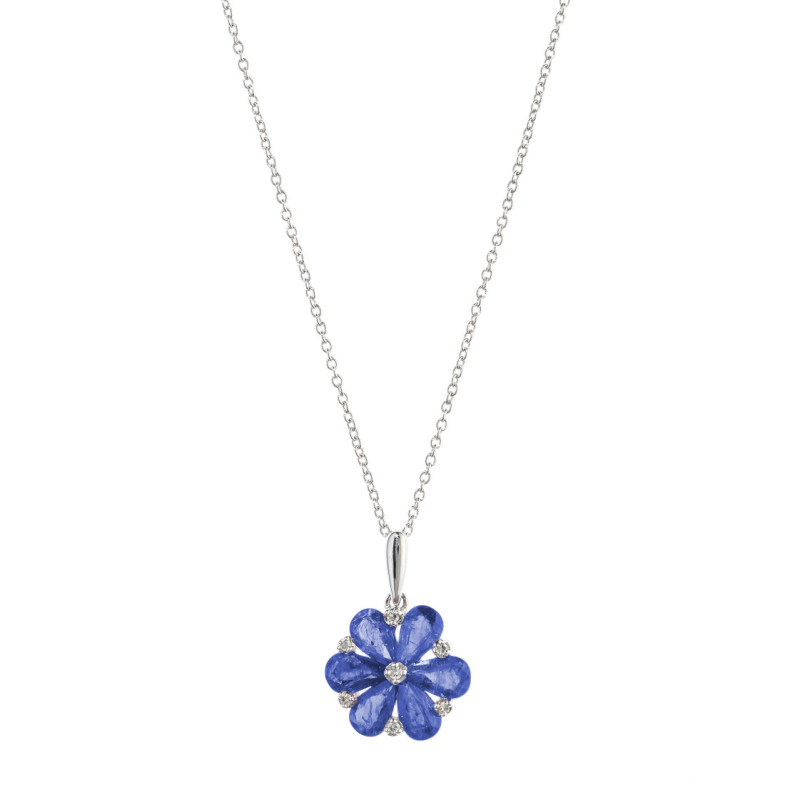 Pendente in oro Zafiros Flower - Colgantes de Piedras Azul