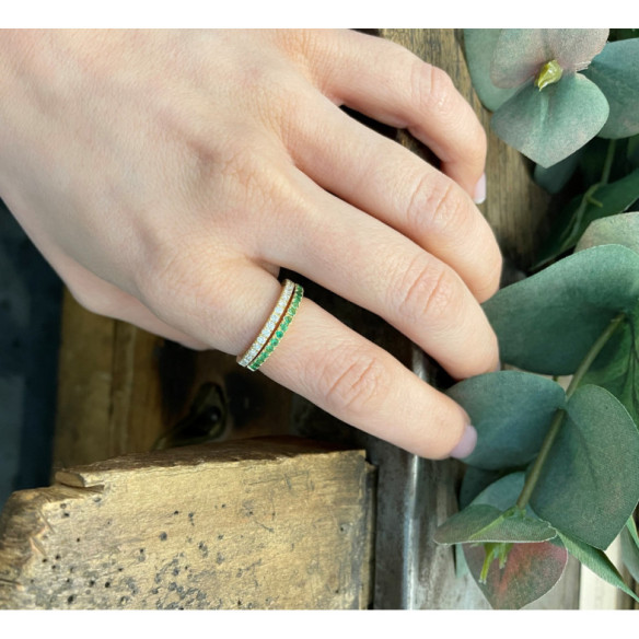 Anillo Granate Verde Dafne Band - Anéis Outras pedras preciosas