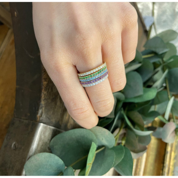 Anillo Granate Verde Dafne Band - Anillos Otras Piedras Preciosas