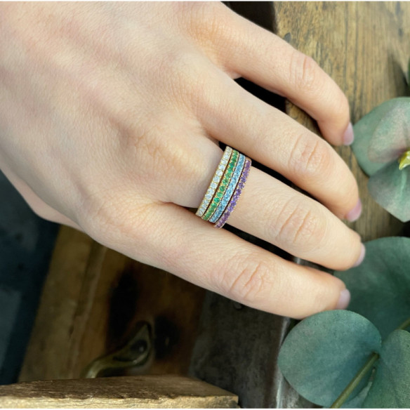 Anillo Amatista Dafne Band - Prometti anelli diamanti