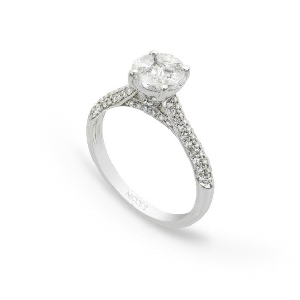 Anillo Solitario Gardenia 1.10 Oro Blanco - Anillos de Compromiso Rosetón