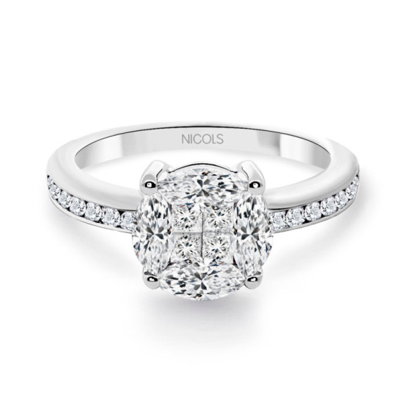 Anillo Spring Love Oro Blanco 32810010015 - Anillos de Compromiso Rosetón