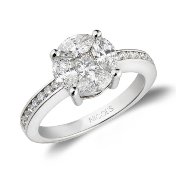 Anillo Spring Love Oro Blanco 32810010015 - Anillos de Compromiso Rosetón