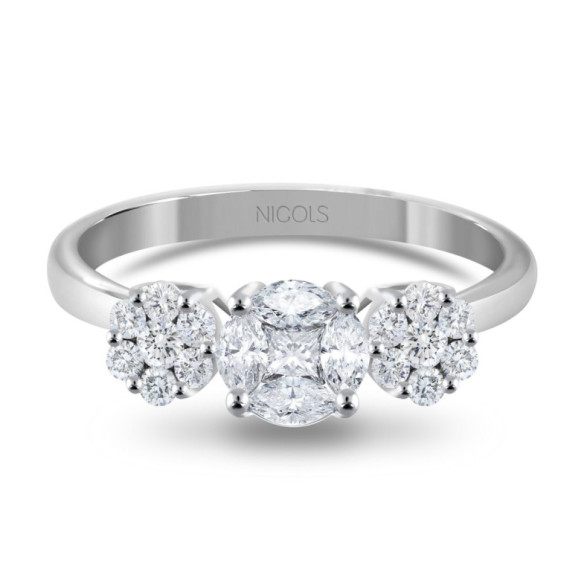 Anillo Diamantes Rosetón Diamond Classic - Talla Brillante