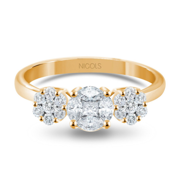 Anillo Diamantes Rosetón Diamond Classic - Talla Brillante