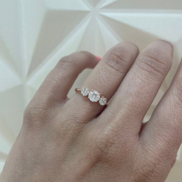 Anillo Diamantes Rosetón Diamond Classic - Talla Brillante