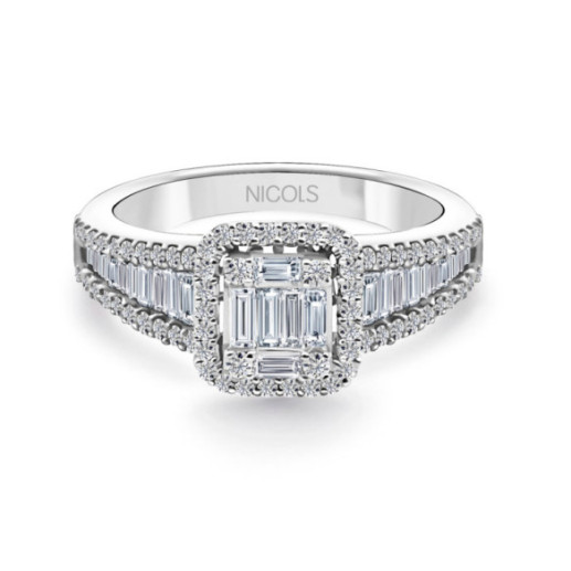 Anillo Compromiso Aniversario Wedding Band - Sculpture baguette