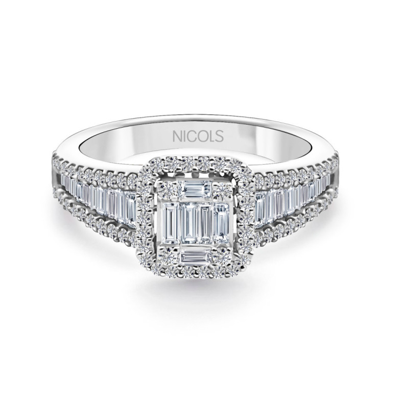 Engagement ring ANNIVERSARY WEDDING BAND - Carving baguette