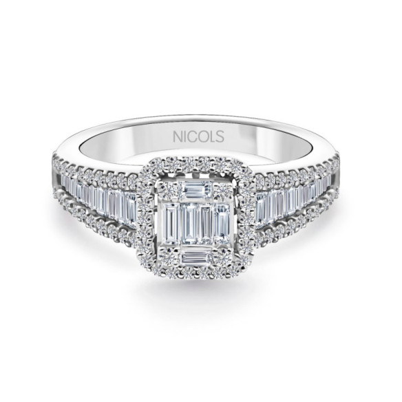 Anillo Compromiso Aniversario Wedding Band - Talla Baguette