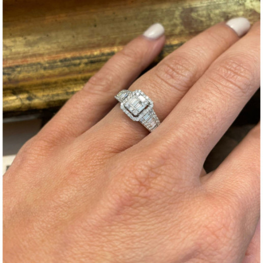 Anillo Compromiso Aniversario Wedding Band - Sculpture baguette 2