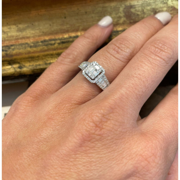 Anillo Compromiso Aniversario Wedding Band - Talla Baguette