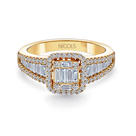 Anillo Diamantes Aniversario Wedding Band - Sculpture baguette