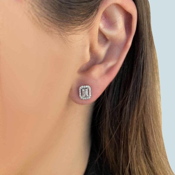 Dormilonas diamond earrings SQUARE - Bride earrings