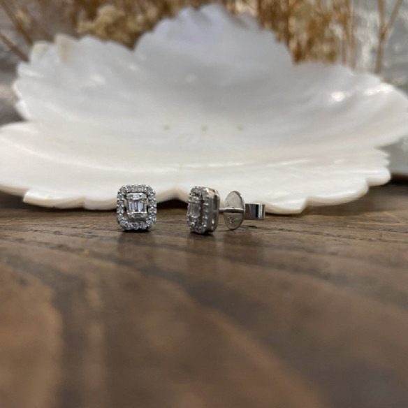 Pendientes Diamantes Dormilonas Square - Boucles d'oreilles mariées