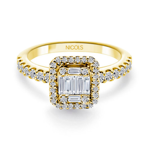Anillo Diamantes Aniversario Wedding Band - Talla Baguette
