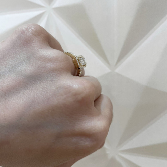 Anillo Diamantes Aniversario Wedding Band - Talla Baguette