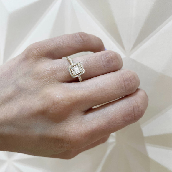 Anillo Diamantes Aniversario Wedding Band - Talla Baguette