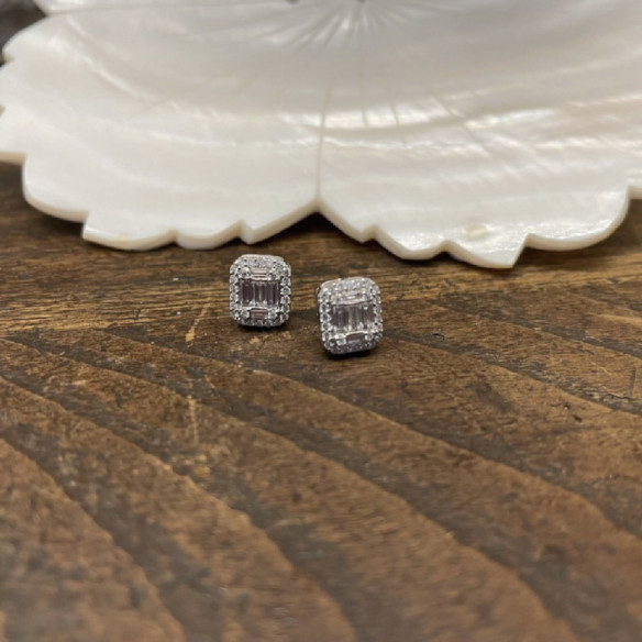 Pendientes Diamantes Dormilonas Square - Pendientes de Novia
