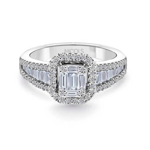 Anillo de Diamantes Aniversario Wedding Band - Sculpture baguette
