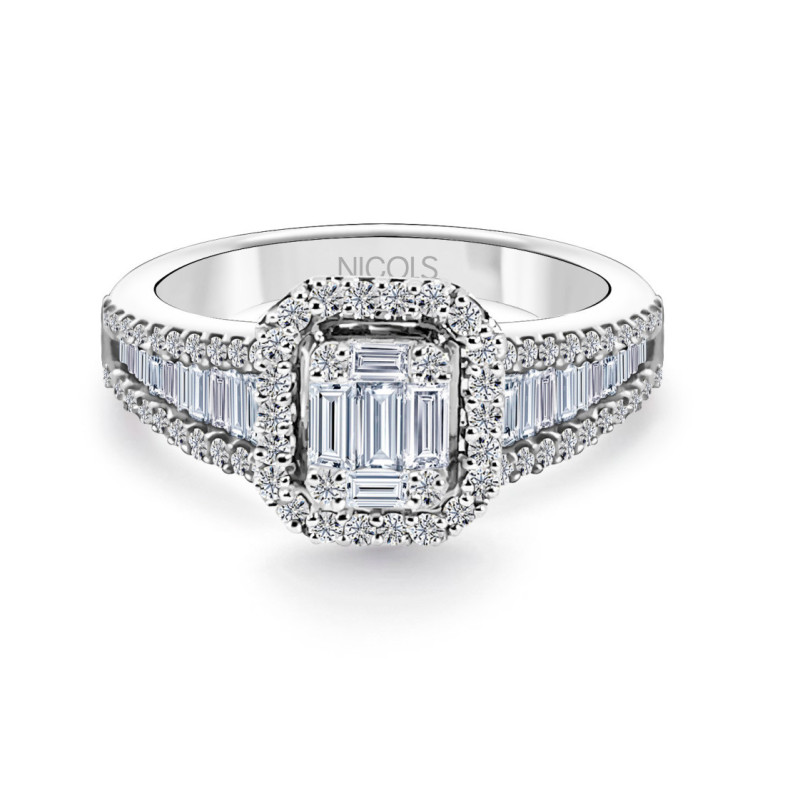 Anillo de Diamantes Aniversario Wedding Band - Intaglio baguette