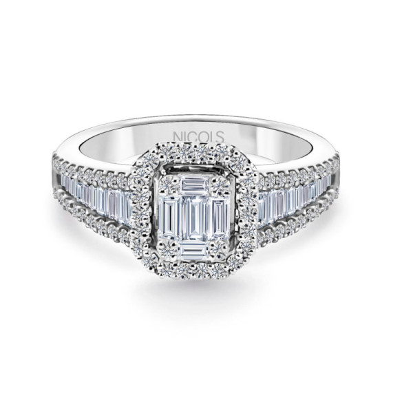 Anillo de Diamantes Aniversario Wedding Band - Schnitzen von Baguette