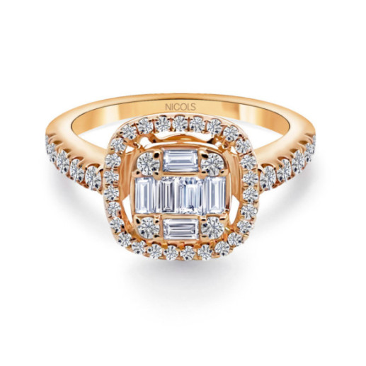 Anillo De Compromiso Aniversario Square - Anillos Oro Rosa