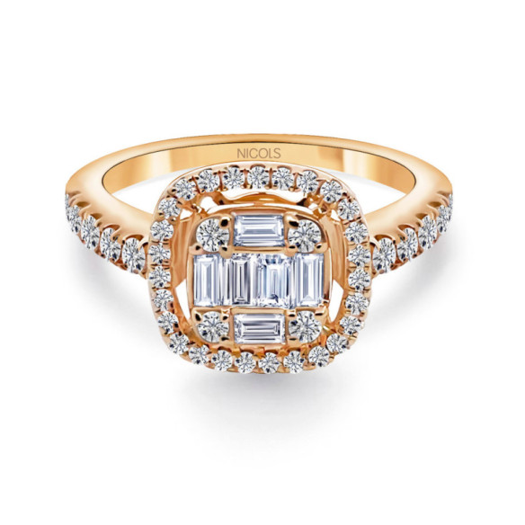 Anillo De Compromiso Aniversario Square - Anillos Oro Rosa