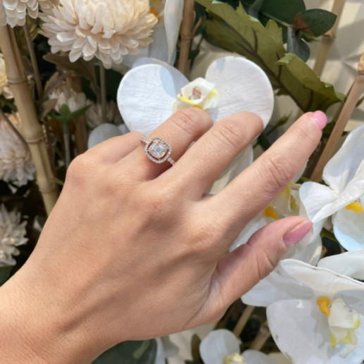 Impegno di anniversario Anello quadrato - Anelli d'oro rose 2