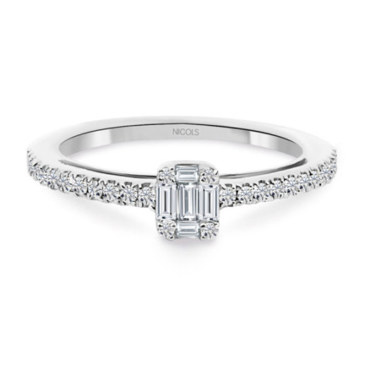 Anillo Diamantes Minerva 0.40 Oro Blanco - Sculpture baguette