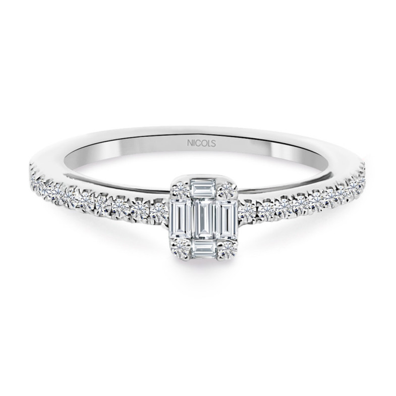 Anillo Diamantes Minerva 0.40 Oro Blanco - Talla Baguette