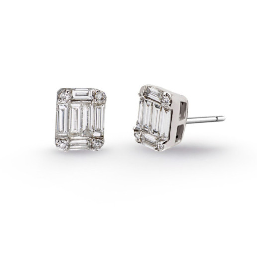 Pendientes Diamantes Minerva 0.70 Dormilonas Square - Pendientes de Novia