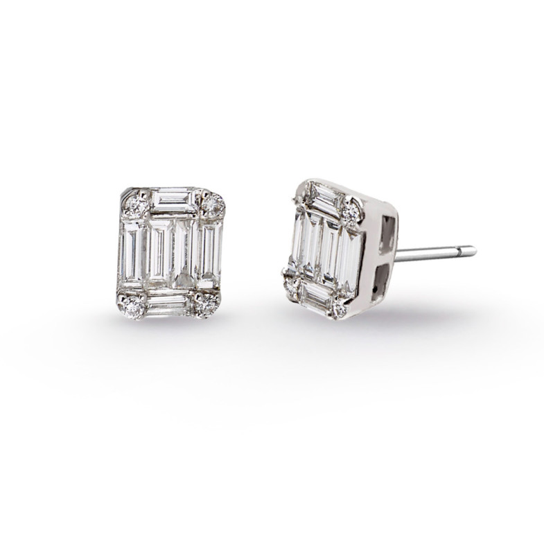 Pendientes Diamantes Minerva 0.70 Dormilonas Square - Pendientes de Novia