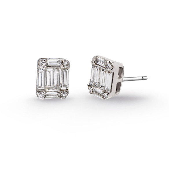 Pendientes Diamantes Minerva 0.70 Dormilonas Square - Pendientes de Novia