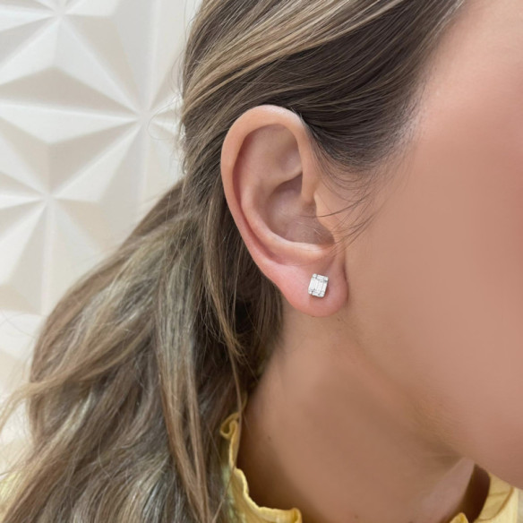 Pendientes Diamantes Minerva 0.70 Dormilonas Square - Pendientes de Novia