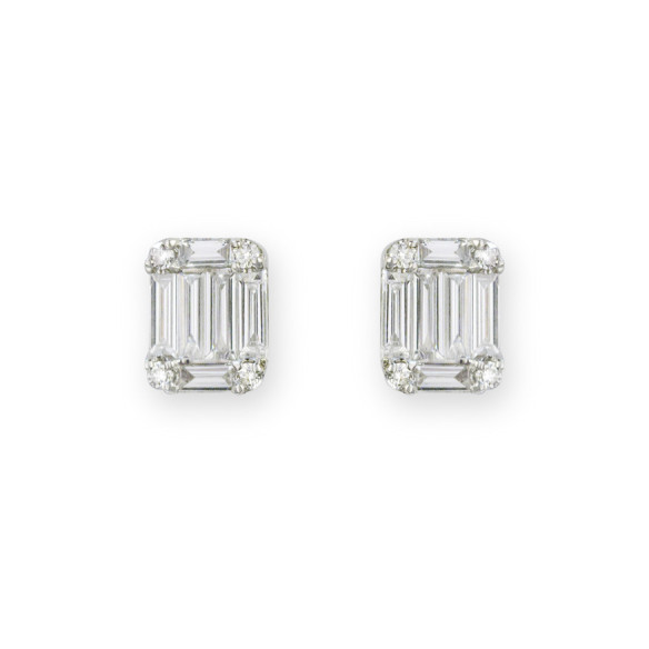 Pendientes Diamantes Minerva 0.70 Dormilonas Square - Boucles d'oreilles mariées
