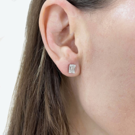 Pendientes Diamantes Minerva 0.65 Dormilonas Square - Pendientes de Novia 2