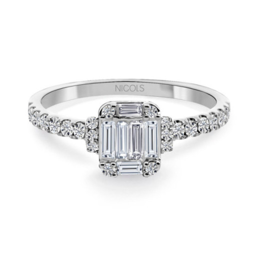 Anillo Diamantes Electra 0.58 Oro Blanco - Anillos Compromiso Aniversario