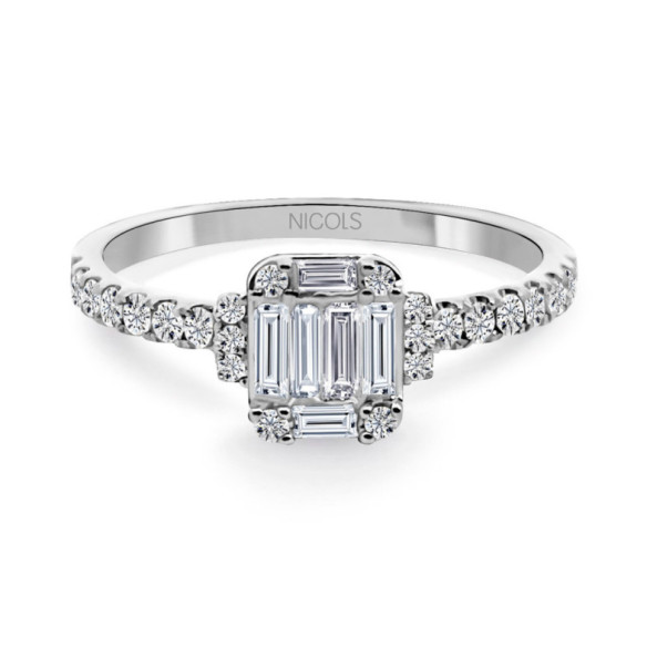 Anillo Diamantes Electra 0.58 Oro Blanco - Anillos Compromiso Aniversario