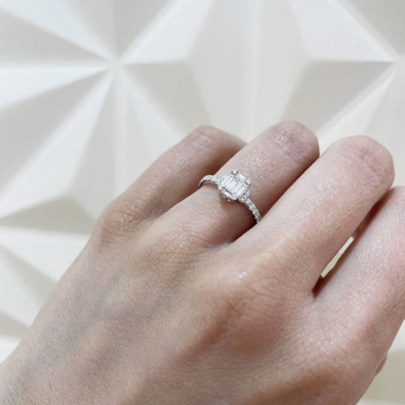 Anillo Diamantes Electra 0.58 Oro Blanco - Anillos Compromiso Aniversario
