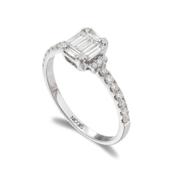 Anillo Diamantes Electra 0.58 Oro Blanco - Anillos Compromiso Aniversario