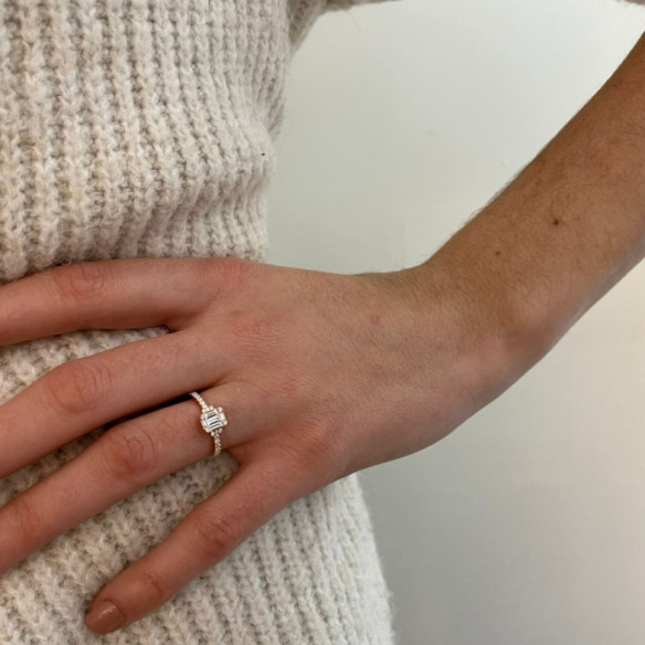 Anillo Diamantes Electra 0.58 Oro Rosa - Talla Baguette
