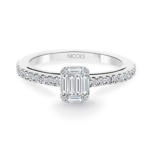 MINERVA Diamond Ring 0.45 White Gold - Carving baguette