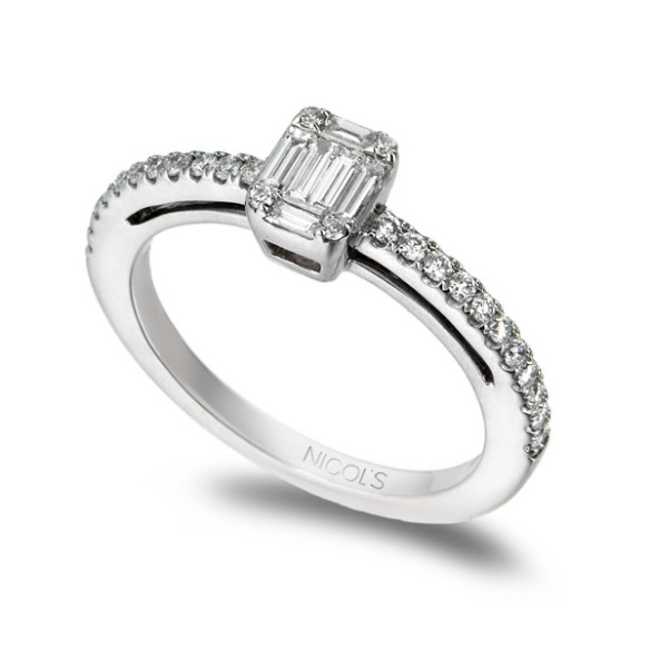 Anillo Diamantes Minerva 0.45 Oro Blanco - Sculpture baguette