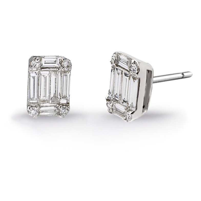 Pendientes Diamantes Minerva 0.40 Dormilonas Square - Pendientes de Novia