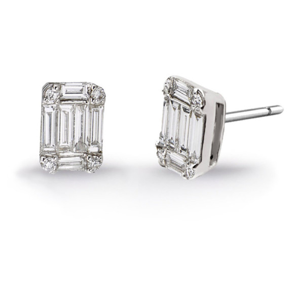 MINERVA Diamond Earrings 0.40 Square Studs - Bride earrings