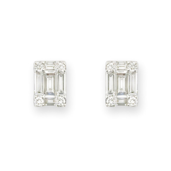 Pendientes Diamantes Minerva 0.40 Dormilonas Square - Pendientes de Novia